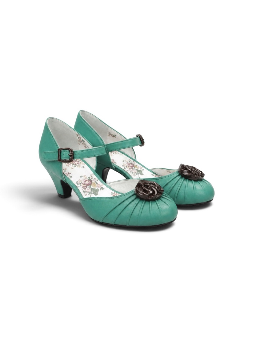 Anthropologie Turquoise Mary Jane Heels with Medallion